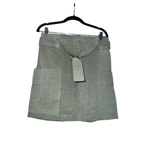 A.L.C. Olive Green Mini Skirt Utility Pockets Belted‎ Casual Stylish
